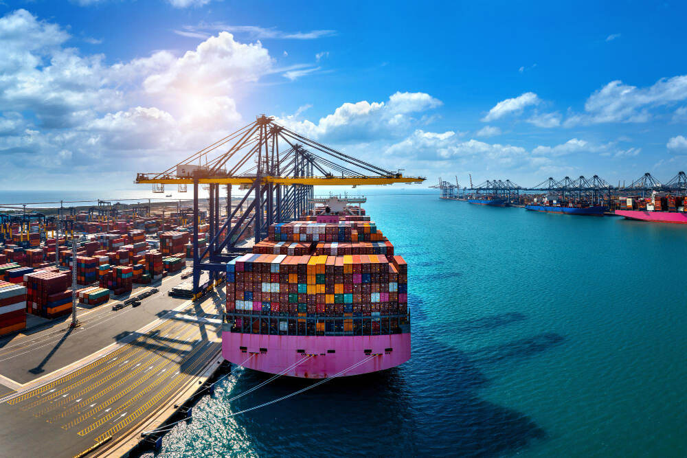 Project cargo logistics and container shipping at a busy seaport